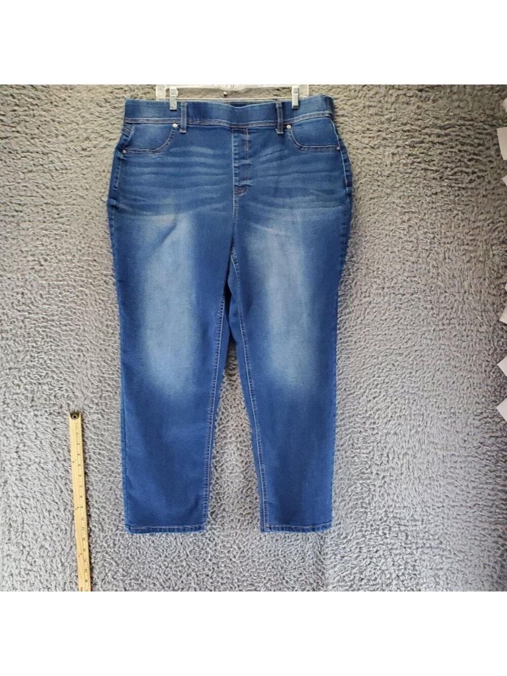 Terra & Sky Jeans Womens 1X 16W/18W Blue High Rise Stretch Denim Tapered Leg